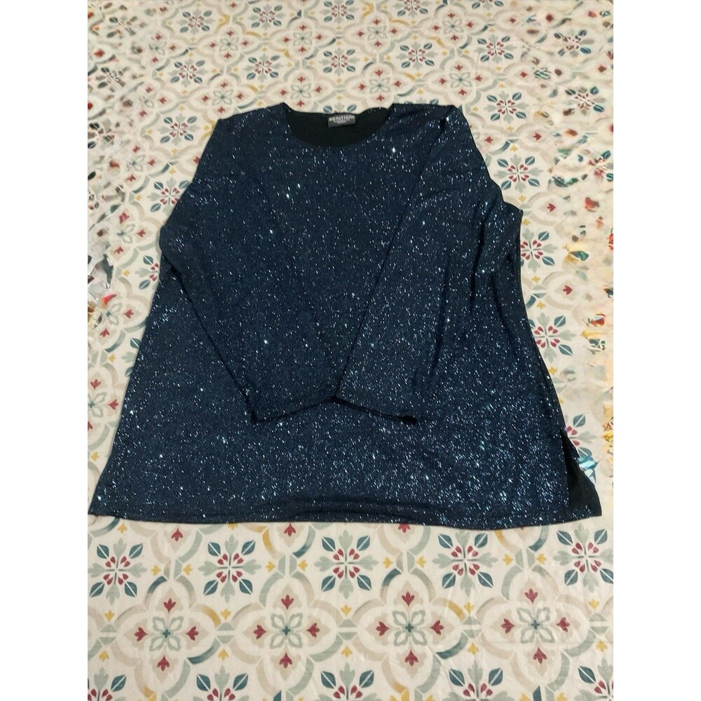 Notations Women’s Sparkle Velour Long Sleeve Top Size 1XLarge COLOR BLUE - Picture 5 of 7